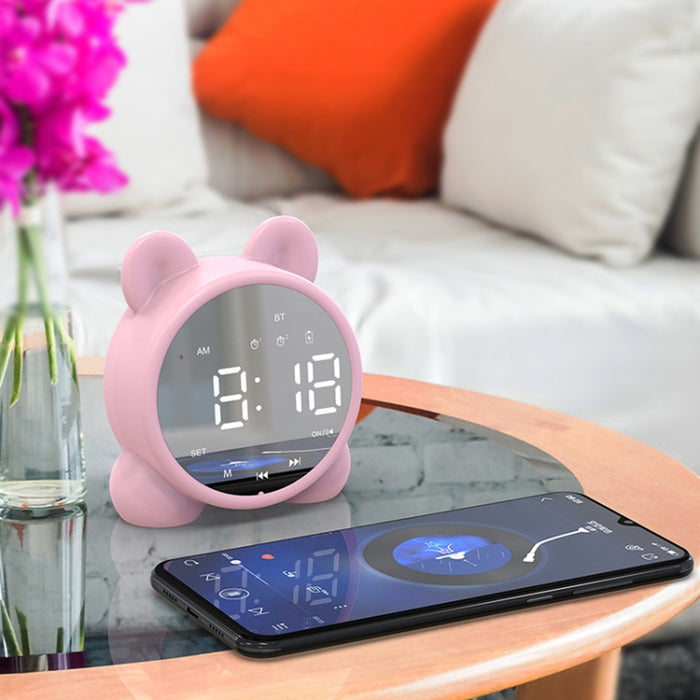 P1 Mini Tarjeta Reloj Espejo Altavoz Bluetooth Inalámbrico con Radio FM