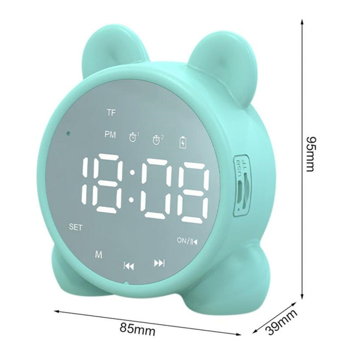 P1 Mini Tarjeta Reloj Espejo Altavoz Bluetooth Inalámbrico con Radio FM