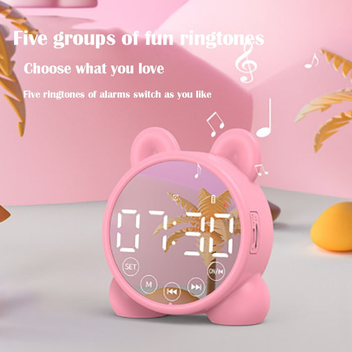 P1 Mini Tarjeta Reloj Espejo Altavoz Bluetooth Inalámbrico con Radio FM