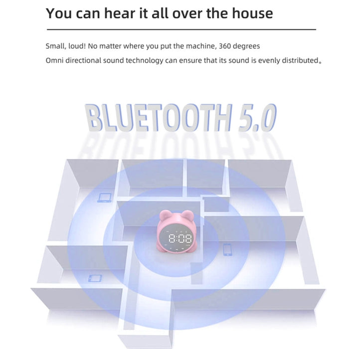 P1 Mini Tarjeta Reloj Espejo Altavoz Bluetooth Inalámbrico con Radio FM