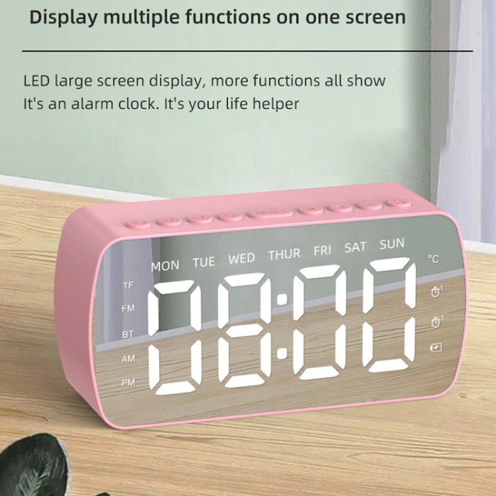 Tarjeta portátil al aire libre Altavoz Bluetooth Radio reloj pequeño