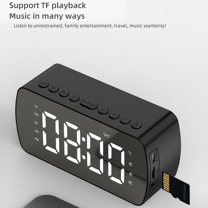 Tarjeta portátil al aire libre Altavoz Bluetooth Radio reloj pequeño