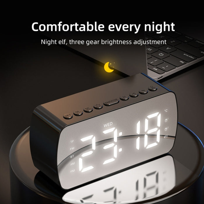 Tarjeta portátil al aire libre Altavoz Bluetooth Radio reloj pequeño