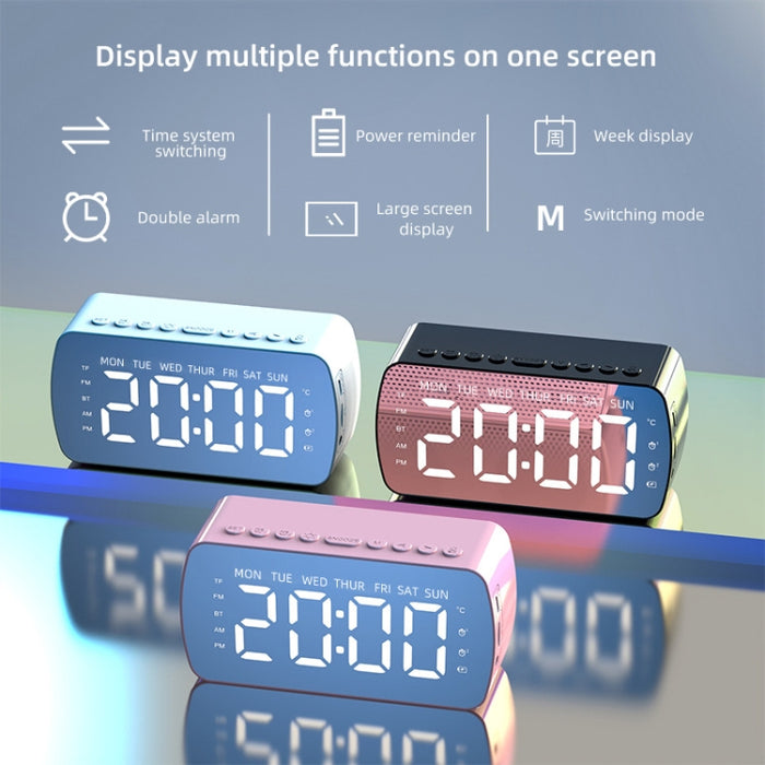 Tarjeta portátil al aire libre Altavoz Bluetooth Radio reloj pequeño
