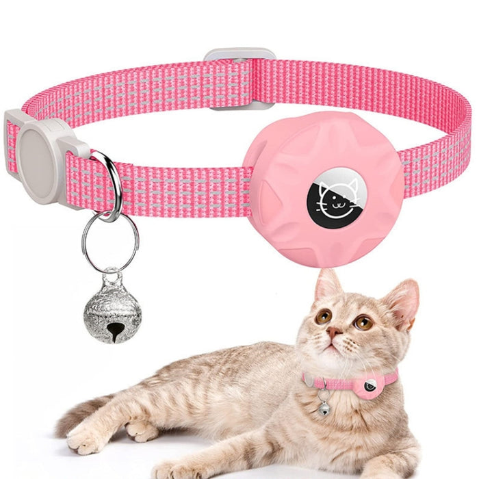 Para AirTag Tracker Funda de silicona Collar reflectante para mascotas con campana