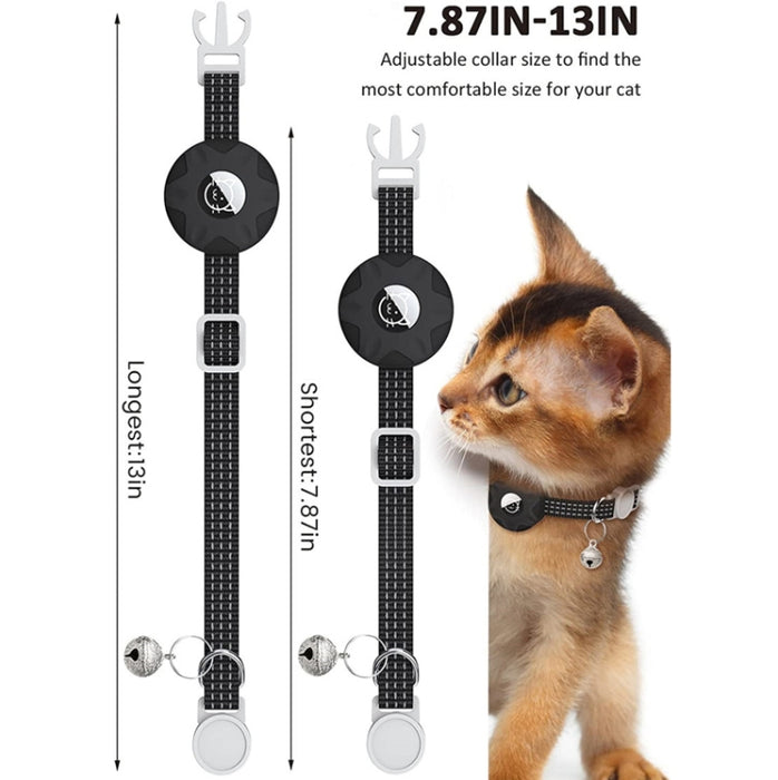 Para AirTag Tracker Funda de silicona Collar reflectante para mascotas con campana