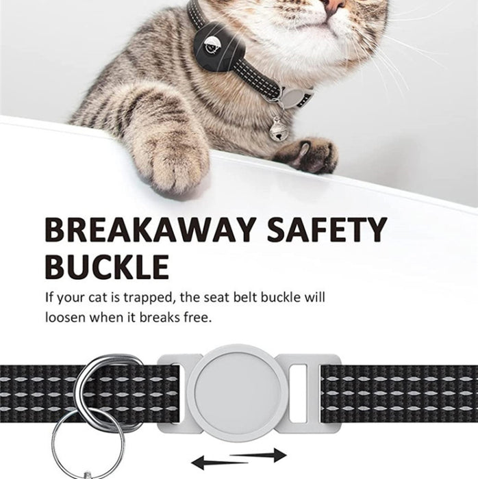 Para AirTag Tracker Funda de silicona Collar reflectante para mascotas con campana