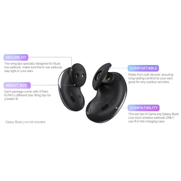 Para Samsung Galaxy Buds Live AhaStyle PT132 S+M+L Auricular de silicona