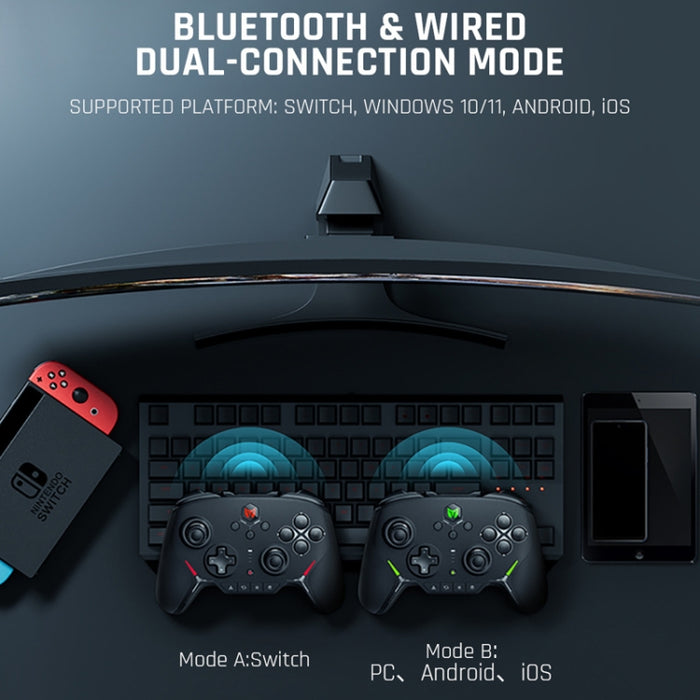 Gamepad mecánico completo Bluetooth con cable Interruptor de soporte de modo dual / PC / Android / IOS