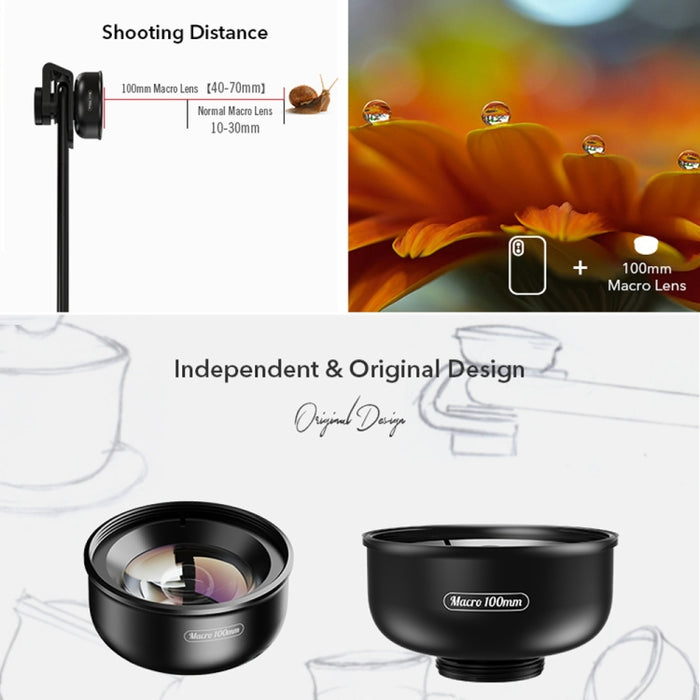 APEXEL APL-HB100MM HD Insect Jewelry 100 Micro lente externa para teléfono móvil