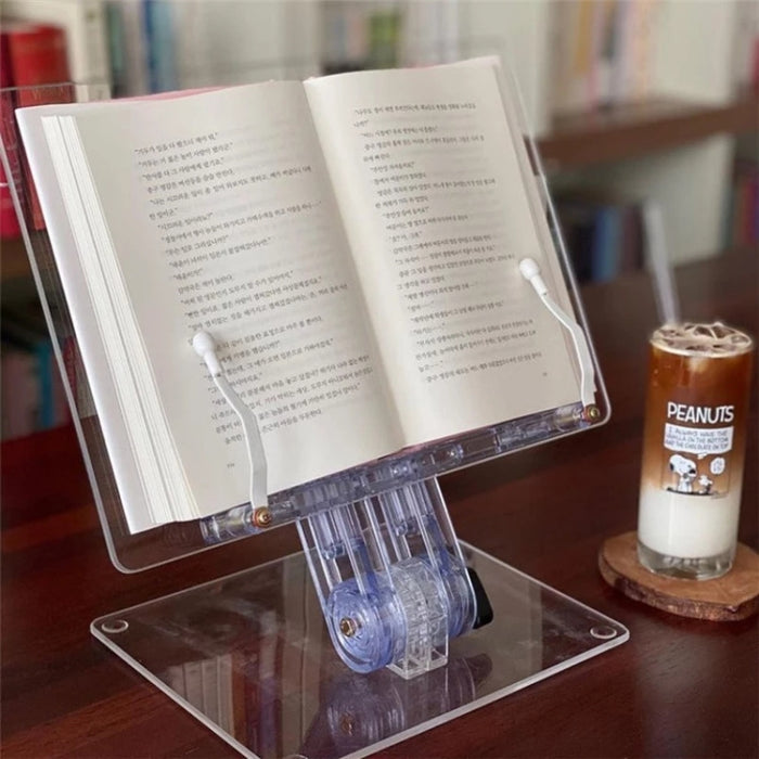 Estante de lectura de escritorio para estudiantes soporte de tableta de acrílico transparente