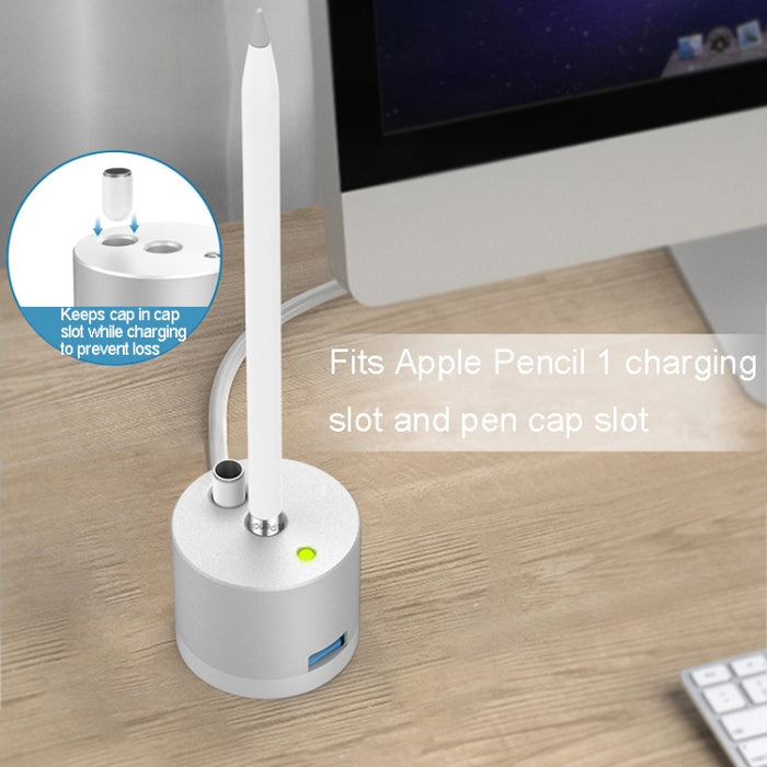 Para Apple Pencil 1 Adaptador de carga USB Base de metal con indicador LED