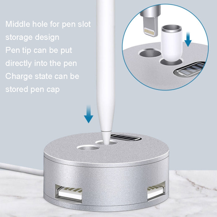 Para Apple Pencil 1 3 Puerto USB Base de aluminio de carga