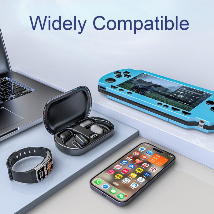 Auriculares Bluetooth deportivos con reducción de ruido ENC inalámbrico con pantalla digital LED para colgar en la oreja de conducción de aire