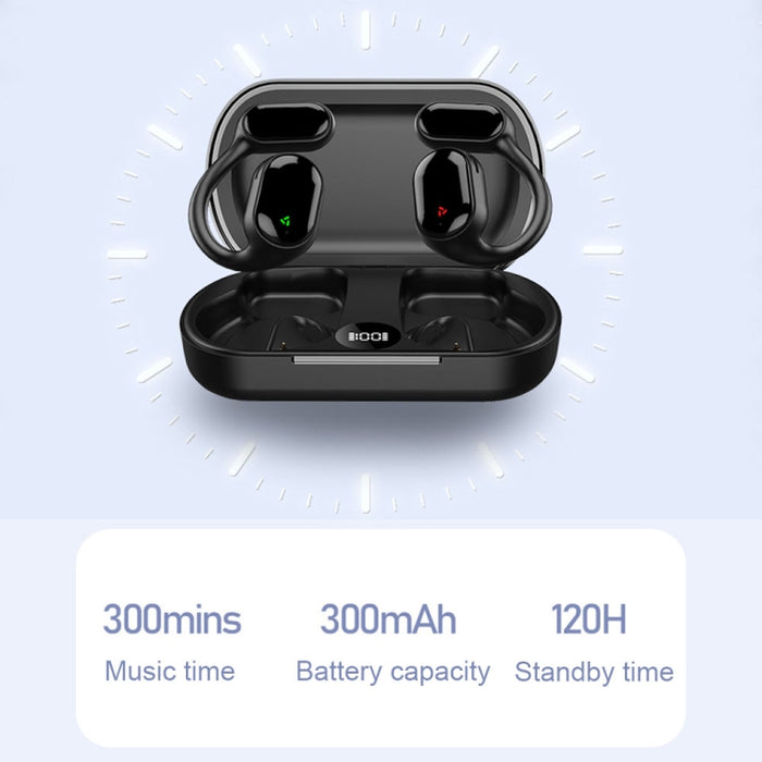 Auriculares Bluetooth deportivos con reducción de ruido ENC inalámbrico con pantalla digital LED para colgar en la oreja de conducción de aire