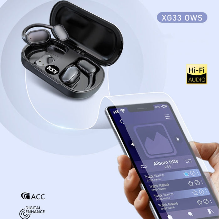 Auriculares Bluetooth deportivos con reducción de ruido ENC inalámbrico con pantalla digital LED para colgar en la oreja de conducción de aire