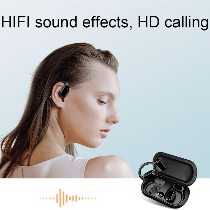 Auriculares Bluetooth deportivos con reducción de ruido ENC inalámbrico con pantalla digital LED para colgar en la oreja de conducción de aire
