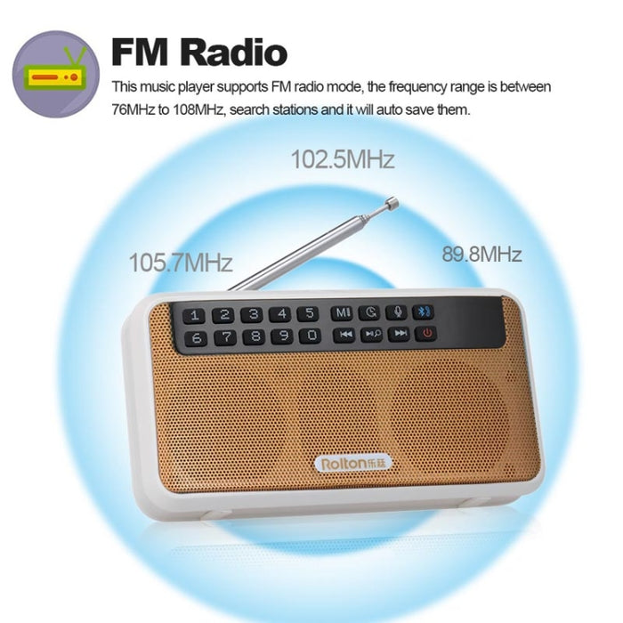 Rolton E500 Altavoz Bluetooth Micrófono incorporado de 2.1 canales Compatible con radio FM