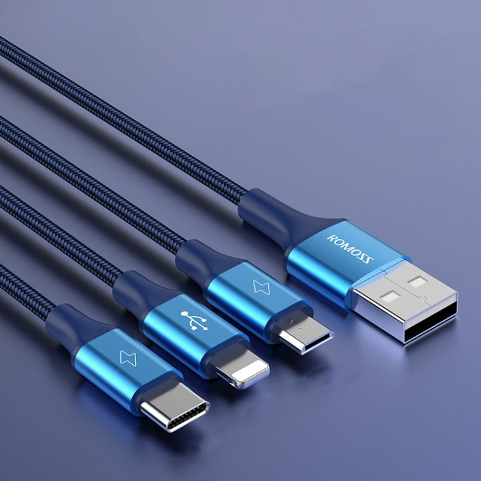 ROMOSS CB25 3 en 1 3.5A 8 pines + Micro USB + Cable tipo C/USB-C, 1m, 1.5m