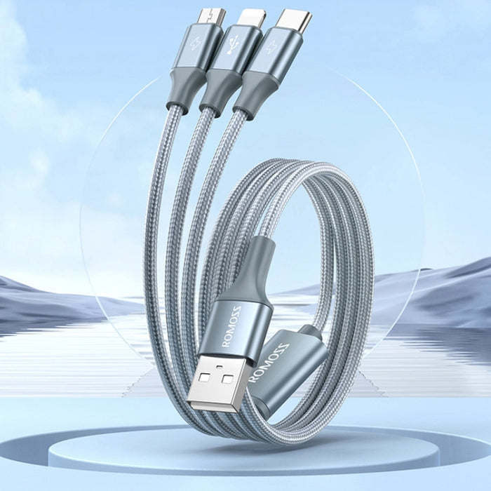 ROMOSS CB25 3 en 1 3.5A 8 pines + Micro USB + Cable tipo C/USB-C, 1m, 1.5m
