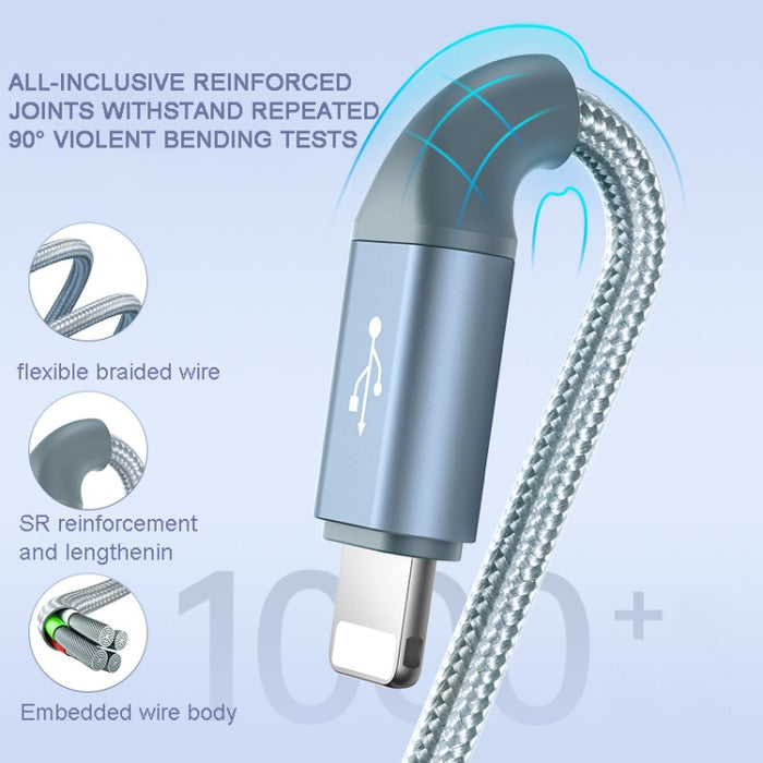 ROMOSS CB25 3 en 1 3.5A 8 pines + Micro USB + Cable tipo C/USB-C, 1m, 1.5m