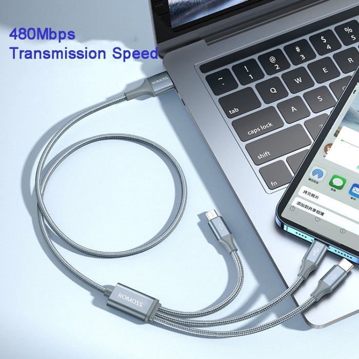 ROMOSS CB25 3 en 1 3.5A 8 pines + Micro USB + Cable tipo C/USB-C, 1m, 1.5m