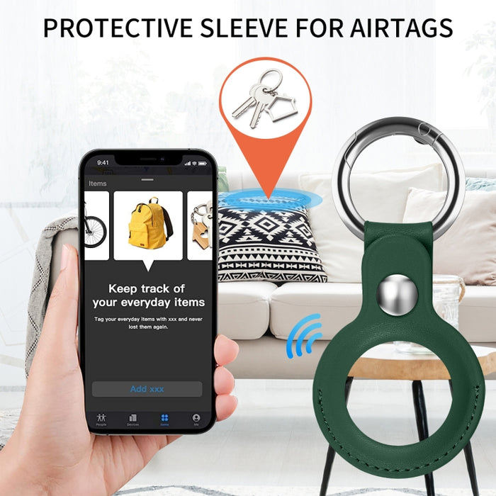 Para Airtag Tracker Locator Funda protectora de piel sintética