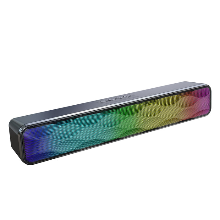 Altavoz inalámbrico Bluetooth largo de escritorio con efecto de iluminación colorido RGB USB, Q6