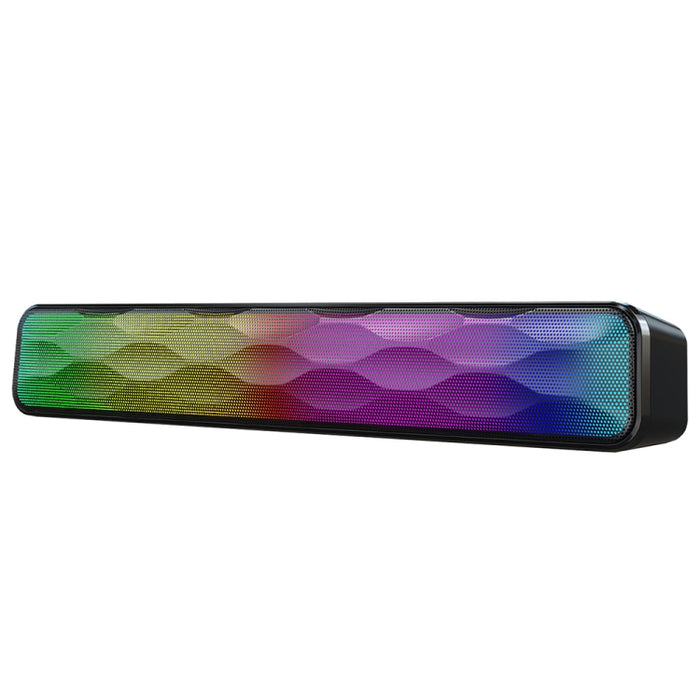Altavoz inalámbrico Bluetooth largo de escritorio con efecto de iluminación colorido RGB USB, Q6