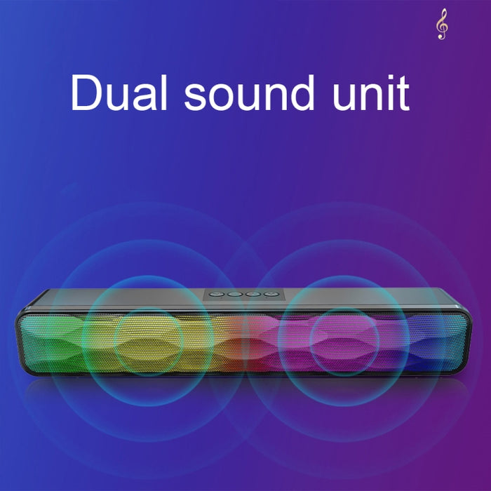 Altavoz inalámbrico Bluetooth largo de escritorio con efecto de iluminación colorido RGB USB, Q6