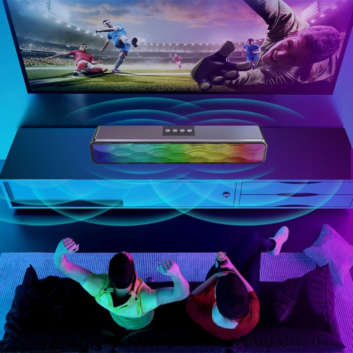 Altavoz inalámbrico Bluetooth largo de escritorio con efecto de iluminación colorido RGB USB, Q6