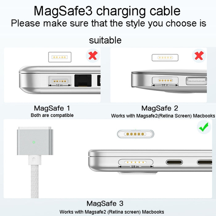 Para Macbook Air/Pro Series Type-C a Magsafe 3 Cable magnético trenzado, 2m