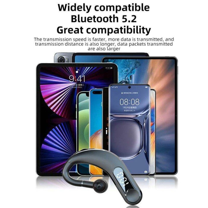 Auriculares Bluetooth con reducción de ruido inteligente deportivos impermeables montados en la oreja con pantalla de batería LED, YW-CSDM22 Black