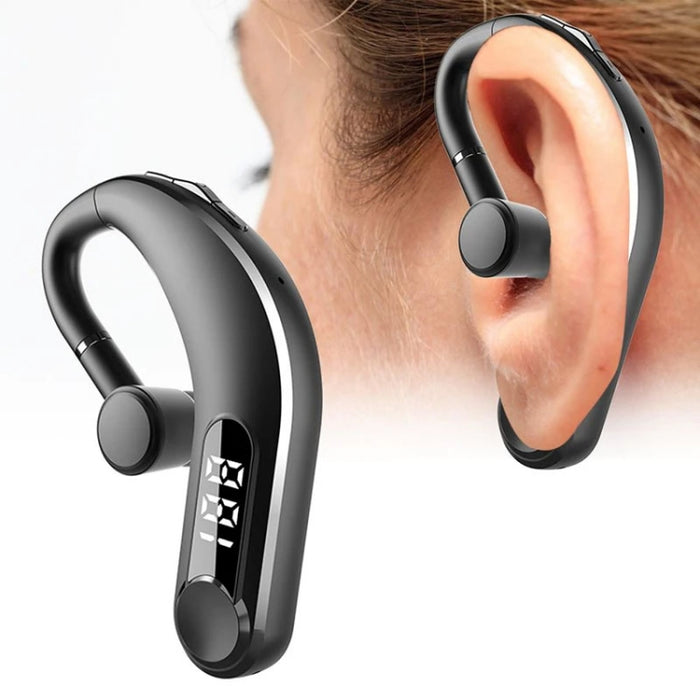Auriculares Bluetooth con reducción de ruido inteligente deportivos impermeables montados en la oreja con pantalla de batería LED, YW-CSDM22 Black