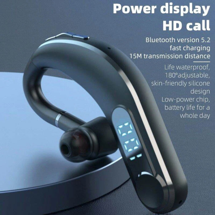 Auriculares Bluetooth con reducción de ruido inteligente deportivos impermeables montados en la oreja con pantalla de batería LED, YW-CSDM22 Black