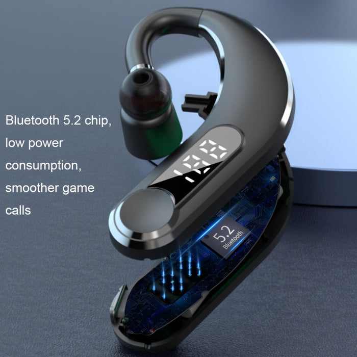 Auriculares Bluetooth con reducción de ruido inteligente deportivos impermeables montados en la oreja con pantalla de batería LED, YW-CSDM22 Black