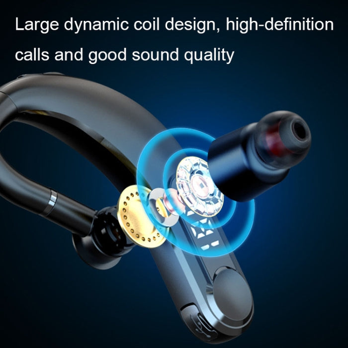 Auriculares Bluetooth con reducción de ruido inteligente deportivos impermeables montados en la oreja con pantalla de batería LED, YW-CSDM22 Black