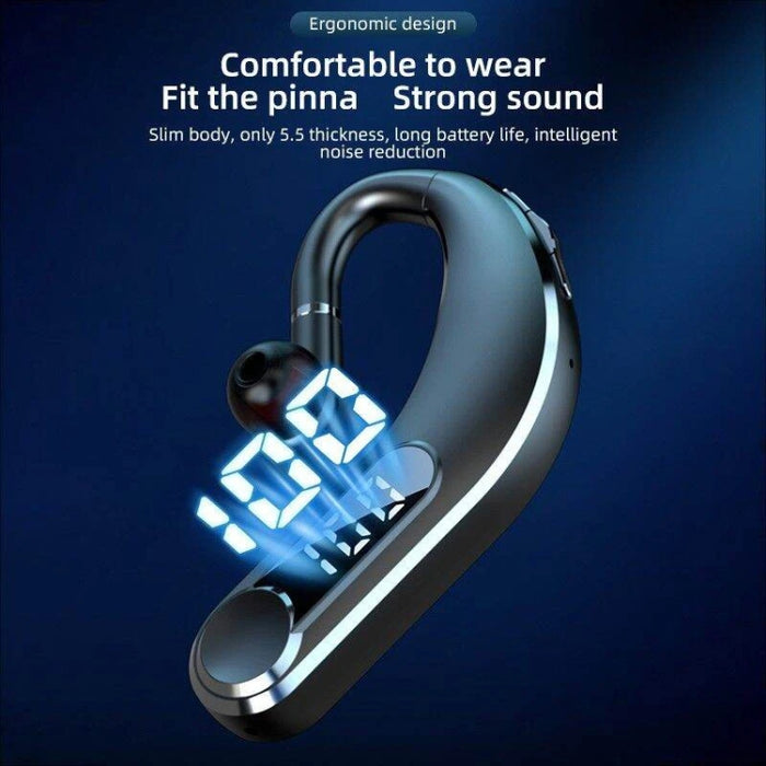 Auriculares Bluetooth con reducción de ruido inteligente deportivos impermeables montados en la oreja con pantalla de batería LED, YW-CSDM22 Black