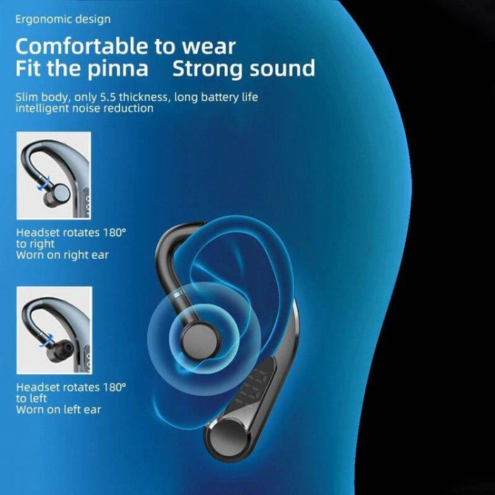 Auriculares Bluetooth con reducción de ruido inteligente deportivos impermeables montados en la oreja con pantalla de batería LED, YW-CSDM22 Black