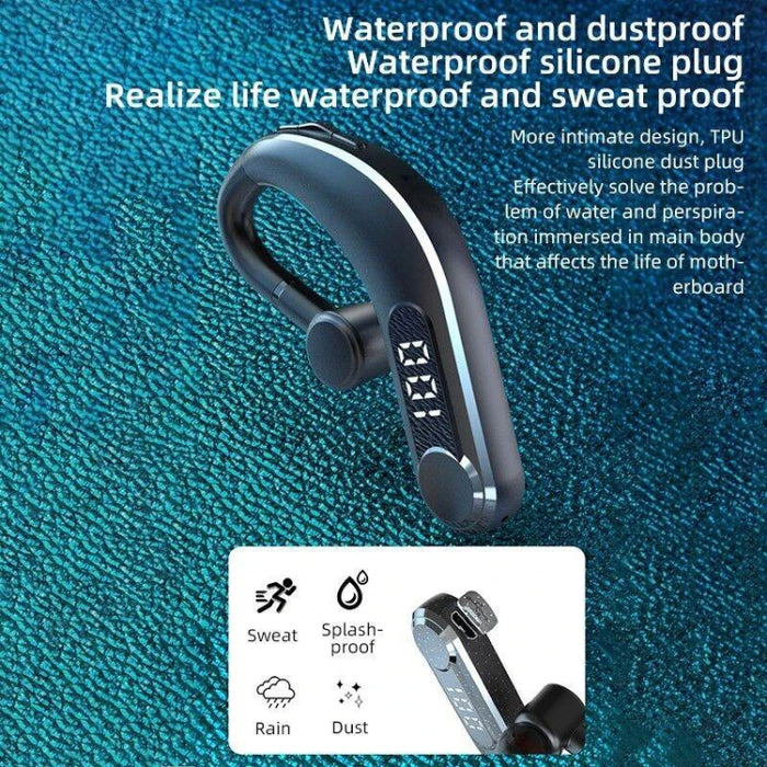 Auriculares Bluetooth con reducción de ruido inteligente deportivos impermeables montados en la oreja con pantalla de batería LED, YW-CSDM22 Black