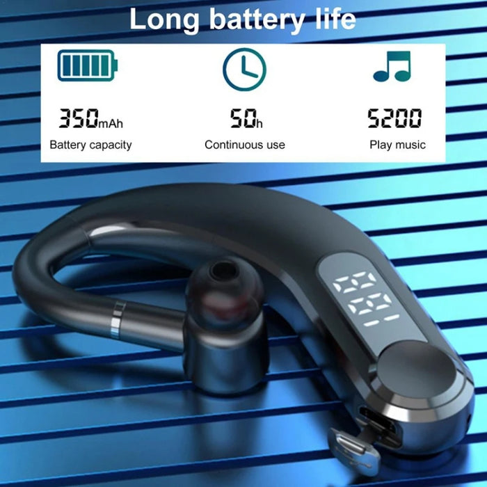 Auriculares Bluetooth con reducción de ruido inteligente deportivos impermeables montados en la oreja con pantalla de batería LED, YW-CSDM22 Black
