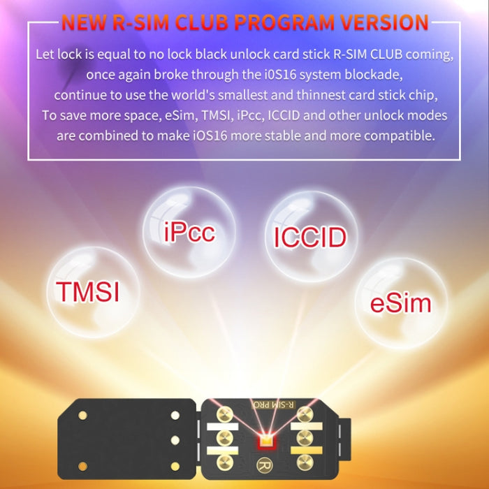 Tarjeta de desbloqueo R-SIM18 CLUB integra TMSI / eSIM / ICCID / IPCC para el sistema iOS16, R-SIM18 CLUB