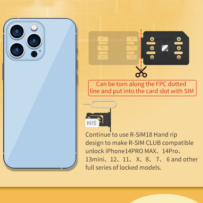 Tarjeta de desbloqueo R-SIM18 CLUB integra TMSI / eSIM / ICCID / IPCC para el sistema iOS16, R-SIM18 CLUB