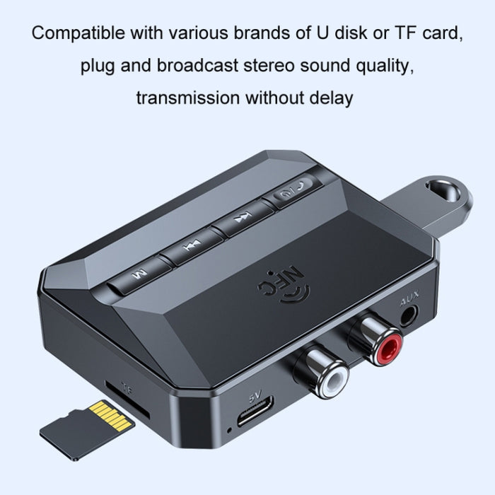Receptor Bluetooth 5.3 Función NFC Amplificador estéreo a adaptador inalámbrico, T59