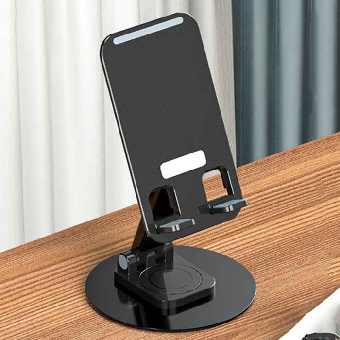 Soporte telescópico de escritorio giratorio de aleación de aluminio de 360 grados para teléfono, Black, White