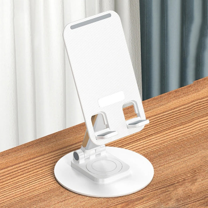 Soporte telescópico de escritorio giratorio de aleación de aluminio de 360 grados para teléfono, Black, White