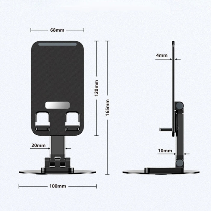 Soporte telescópico de escritorio giratorio de aleación de aluminio de 360 grados para teléfono, Black, White