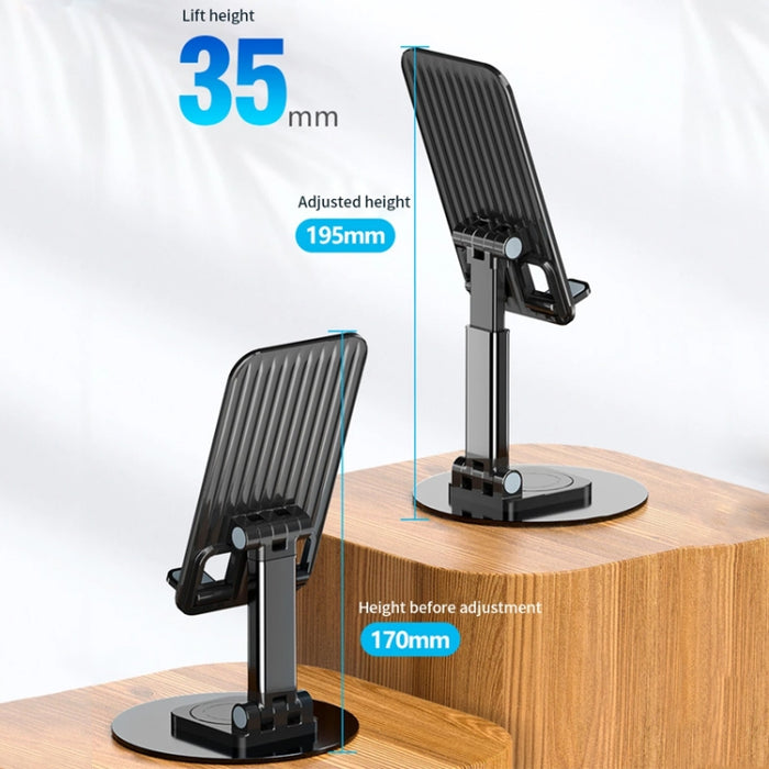 Soporte telescópico de escritorio giratorio de aleación de aluminio de 360 grados para teléfono, Black, White