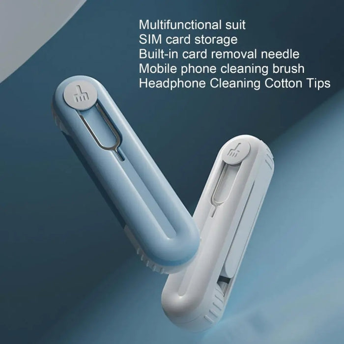 Artefacto de limpieza de auriculares Bluetooth, herramienta de eliminación de polvo para teléfono, cepillo de limpieza multifunción, Sky Blue, Grey