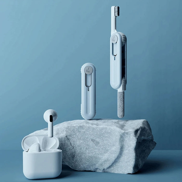 Artefacto de limpieza de auriculares Bluetooth, herramienta de eliminación de polvo para teléfono, cepillo de limpieza multifunción, Sky Blue, Grey